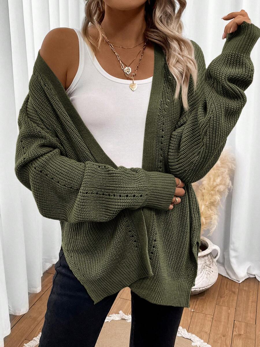 Women Pointelle Knit Cardigan