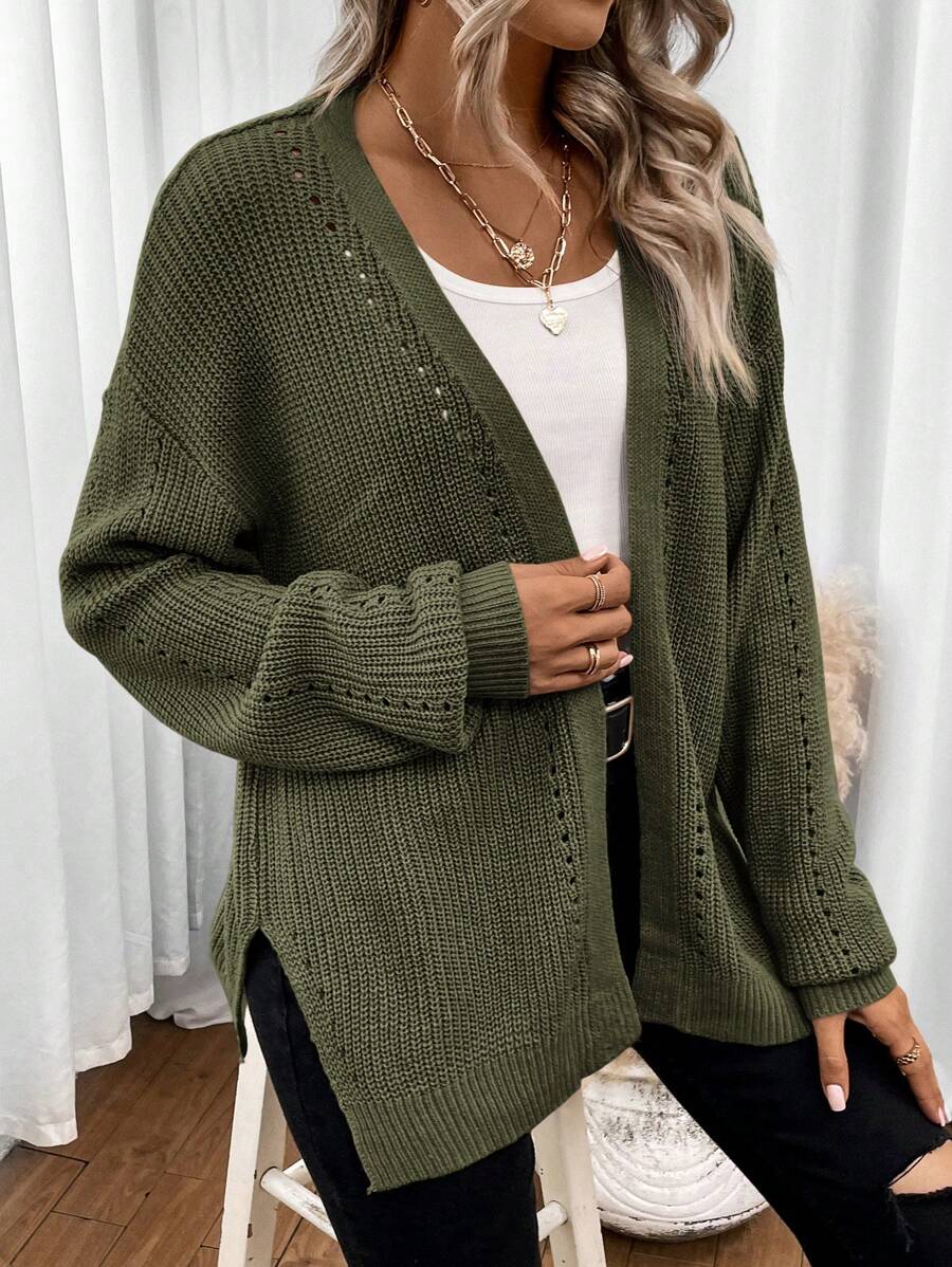 Women Pointelle Knit Cardigan