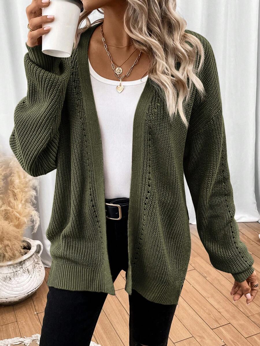 Women Pointelle Knit Cardigan