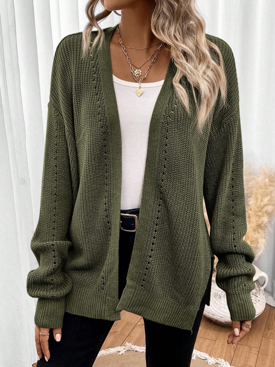 Women Pointelle Knit Cardigan