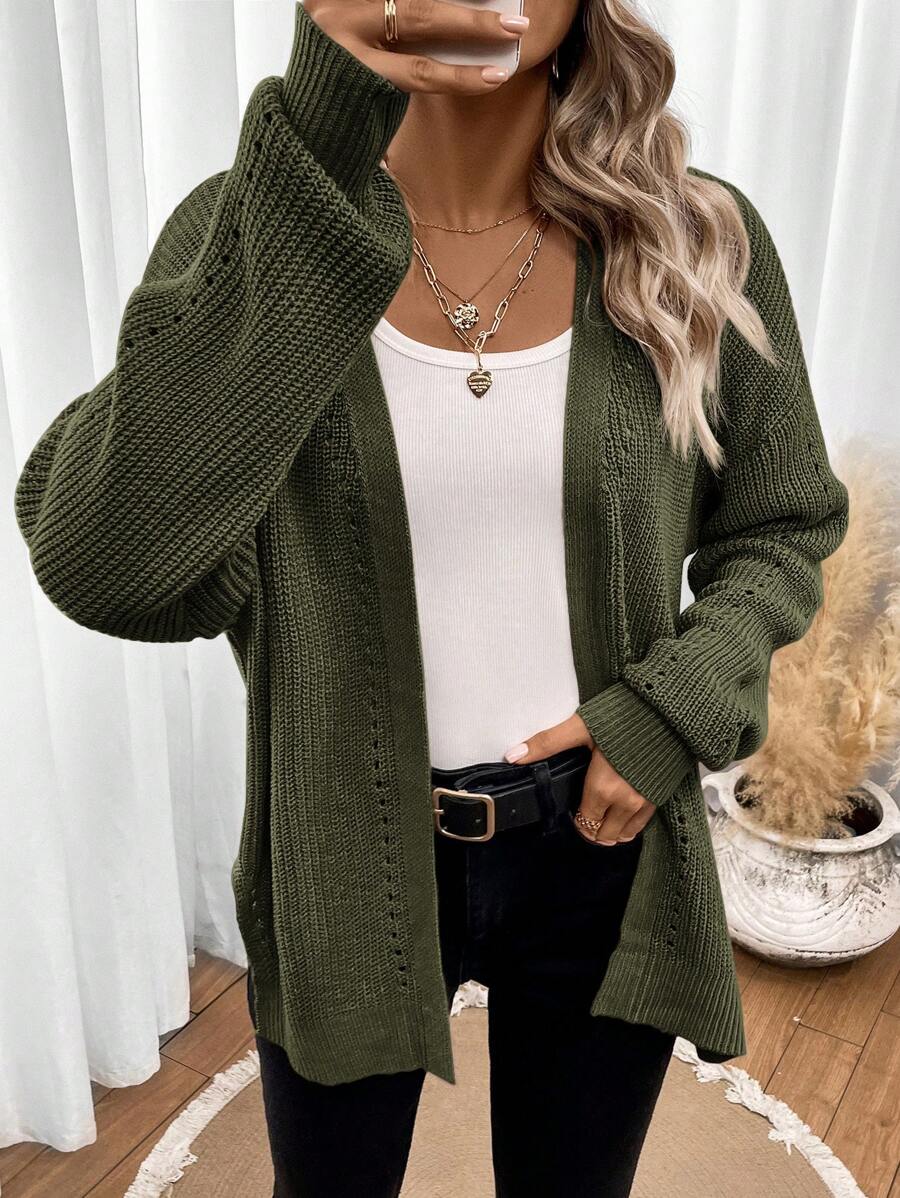 Women Pointelle Knit Cardigan