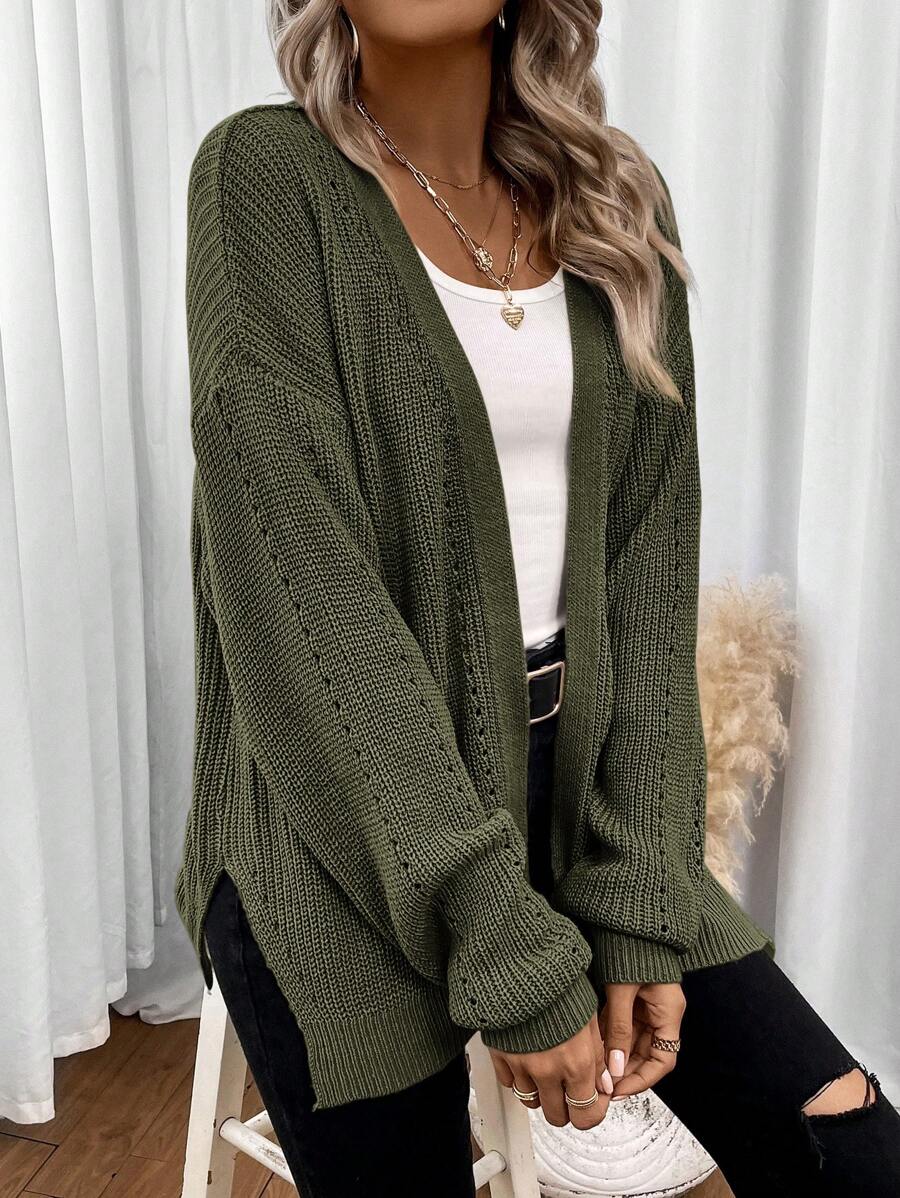Women Pointelle Knit Cardigan