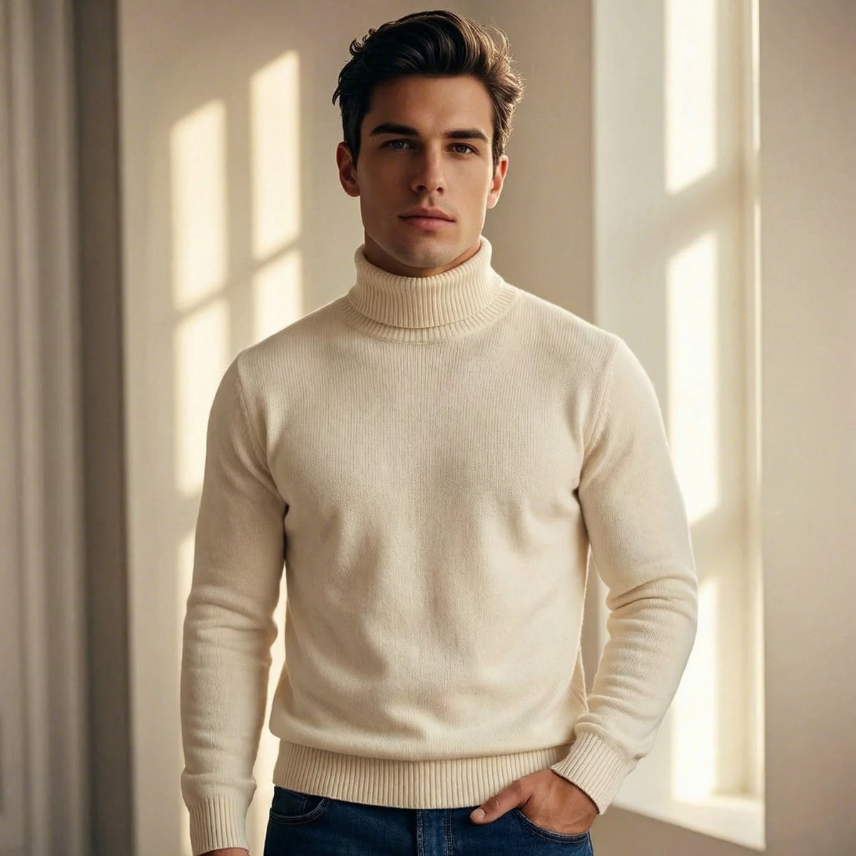 Men Lightweight Merino Turtleneck