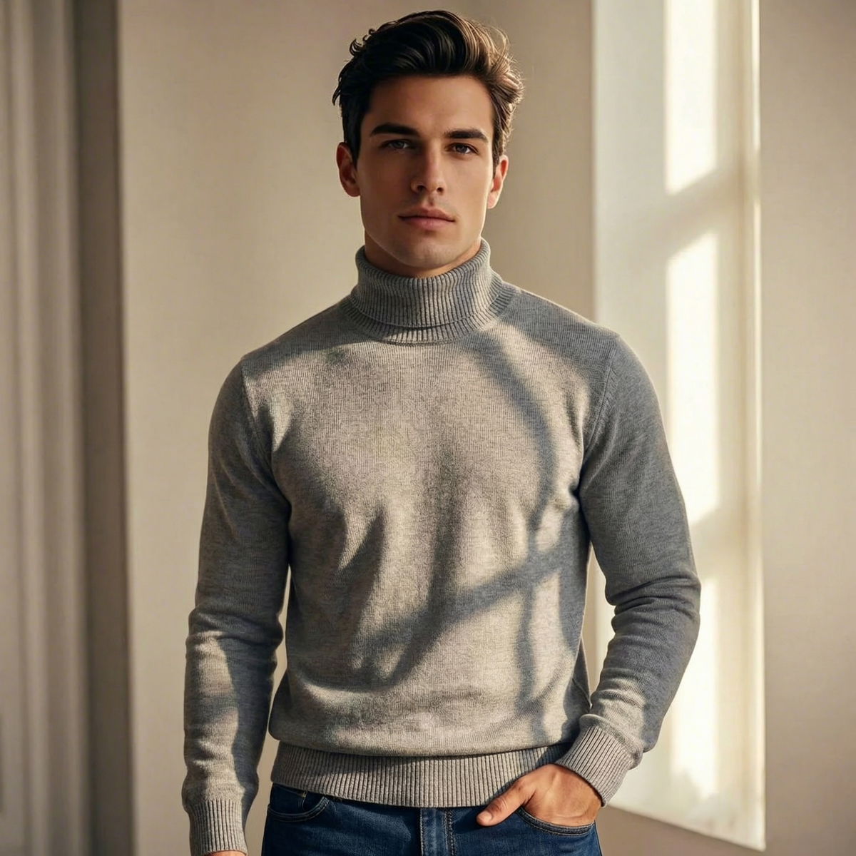 Men Lightweight Merino Turtleneck