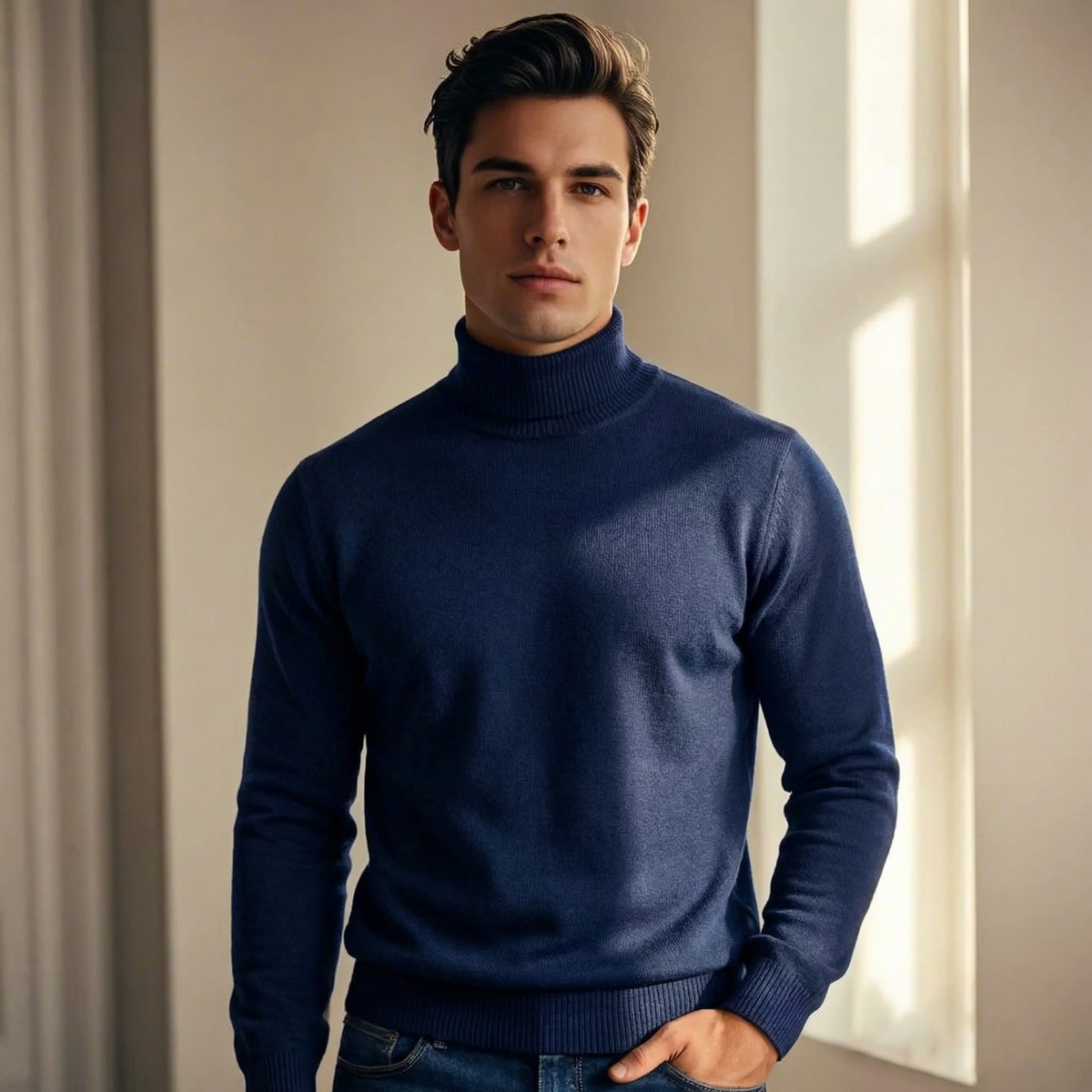 Men Lightweight Merino Turtleneck