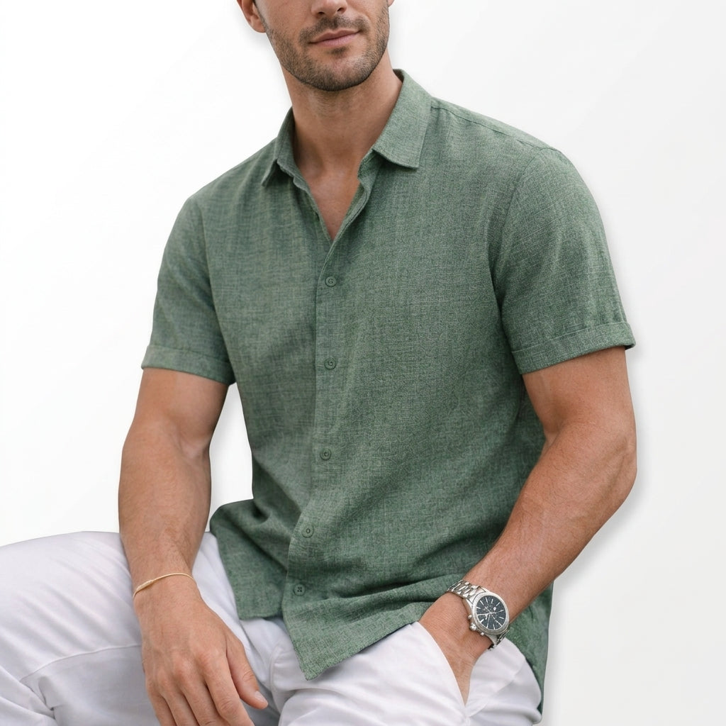 Men Short Sleeve Cotton Shirt