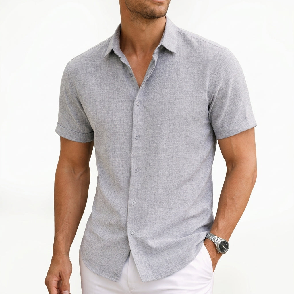 Men Short Sleeve Cotton Shirt