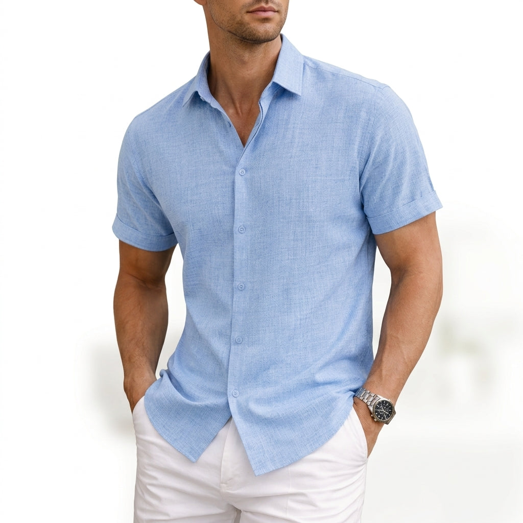 Men Short Sleeve Cotton Shirt