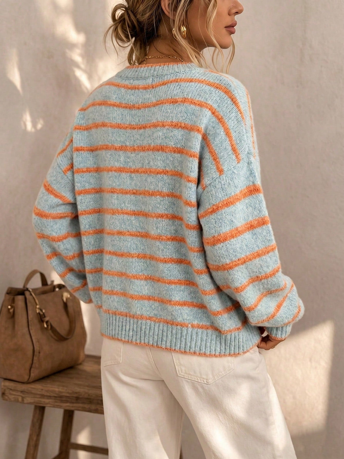Women Oversized Striped Cardigan