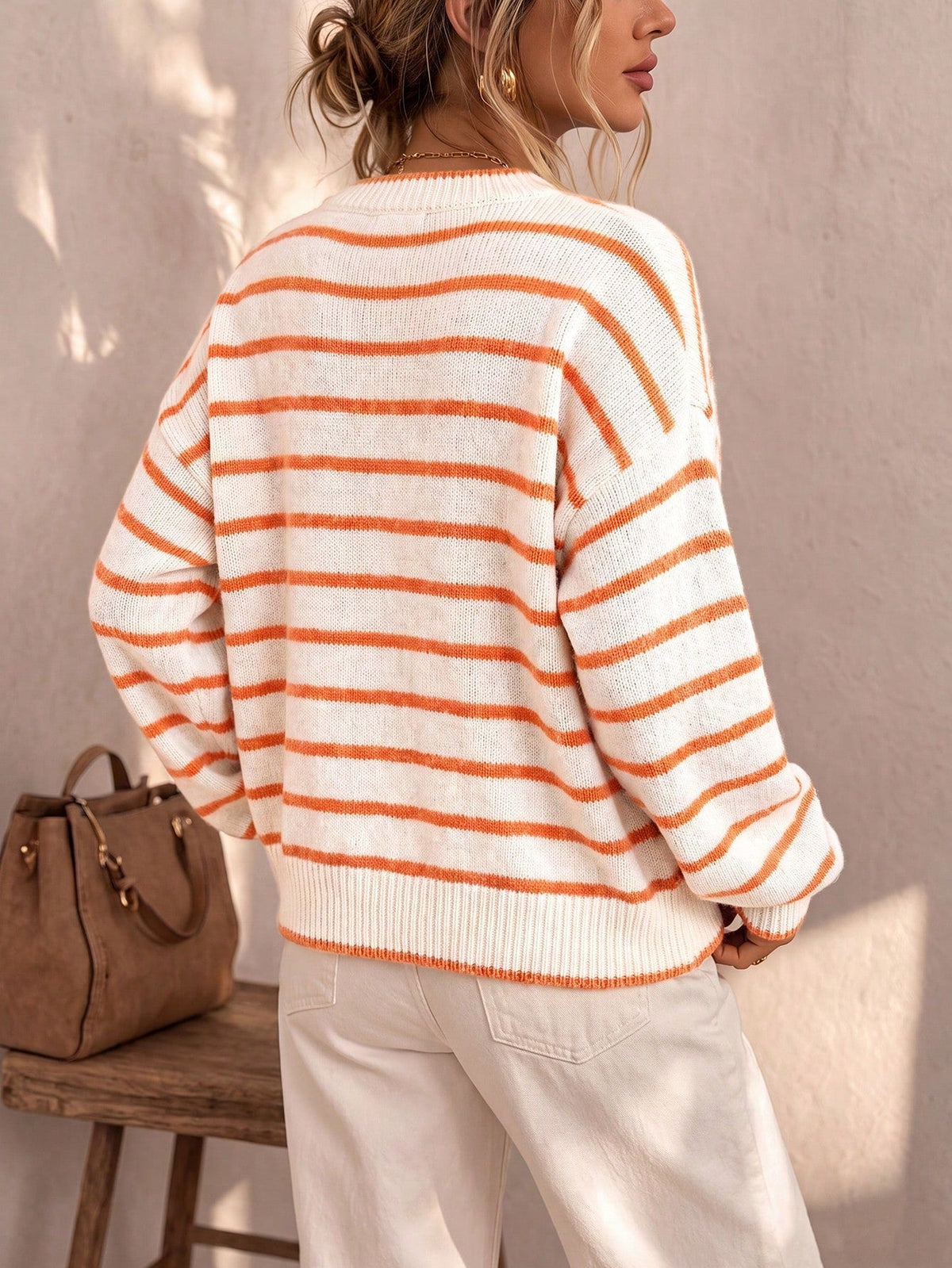 Women Oversized Striped Cardigan
