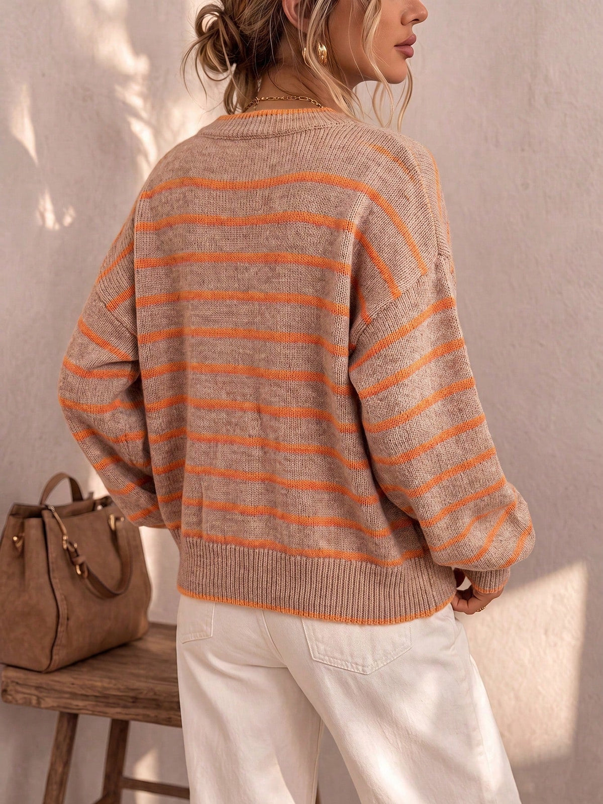 Women Oversized Striped Cardigan