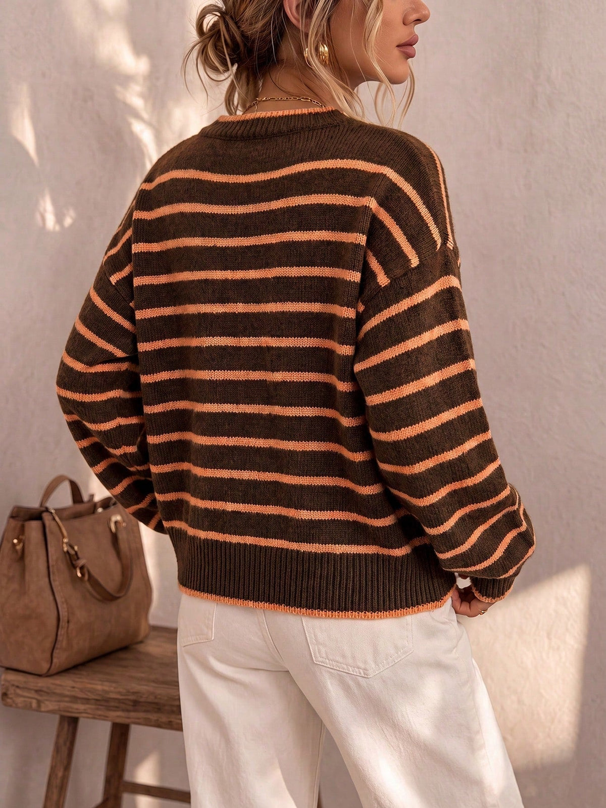 Women Oversized Striped Cardigan