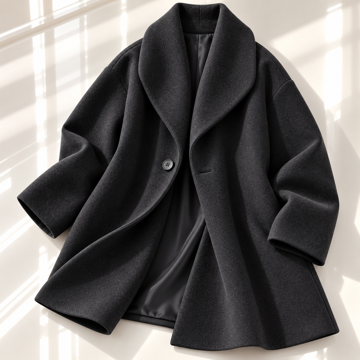 Women Shawl Collar Swing Coat