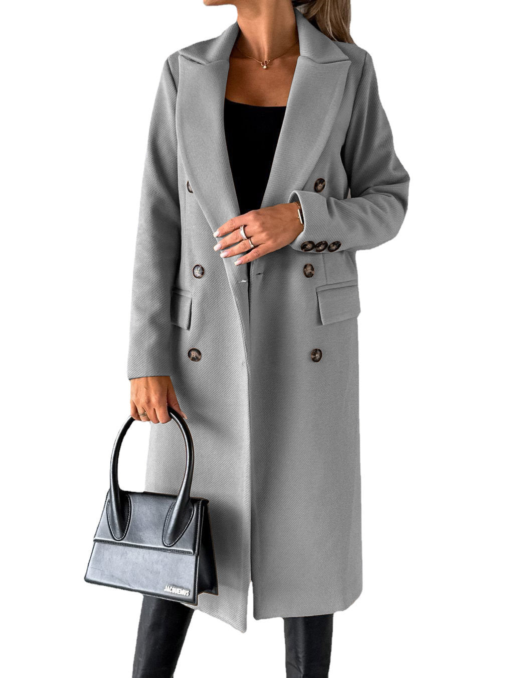 Women Double Breasted Longline Coat