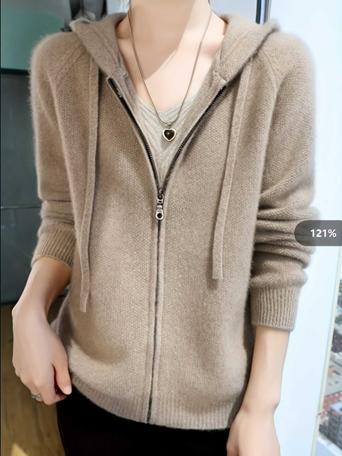 Women Hooded Zip Cardigan