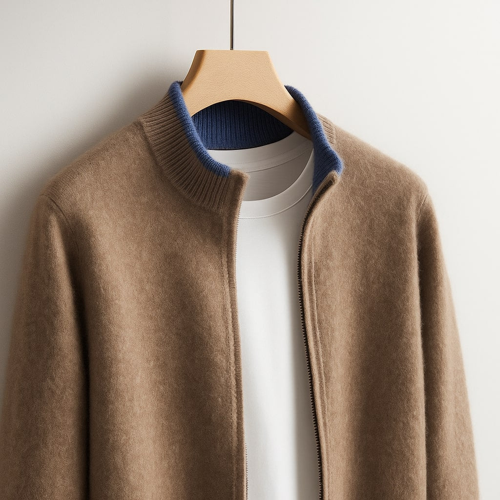 Men Merino Wool Zip Jacket