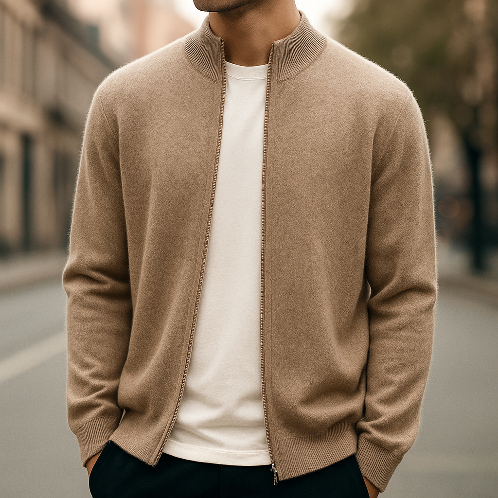 Men Cashmere Zip Cardigan