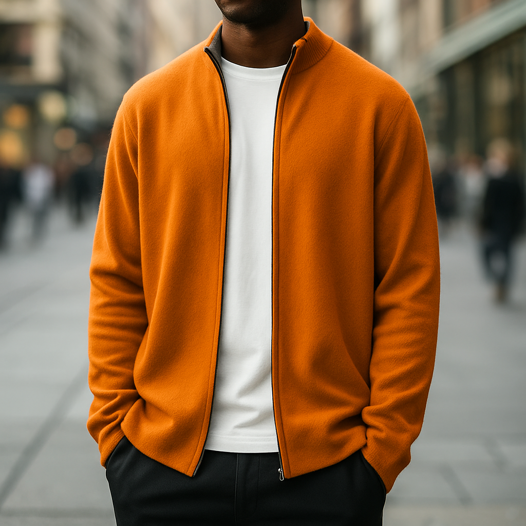 Men Cashmere Zip Cardigan