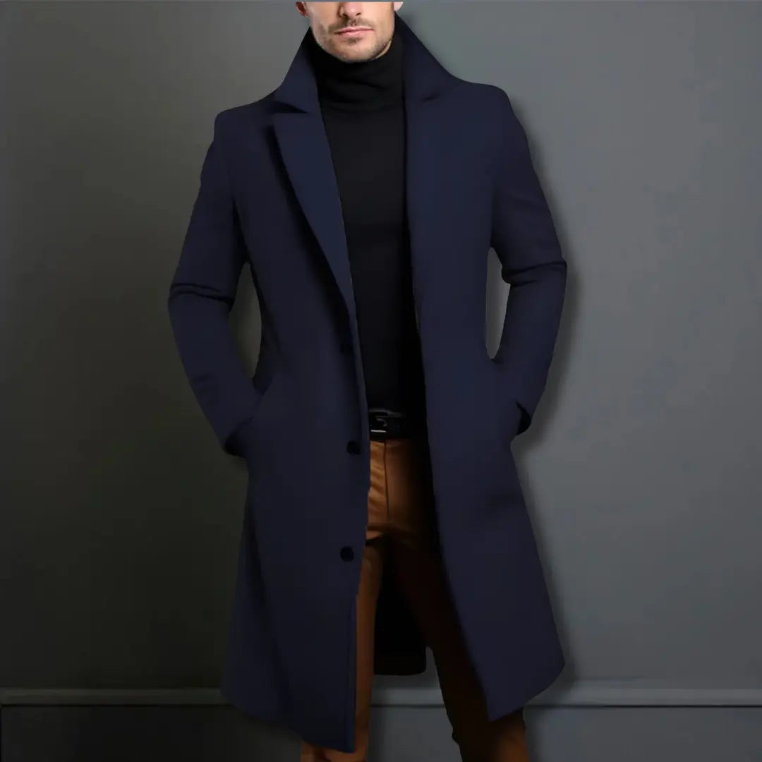 Men Wool Blend Overcoat