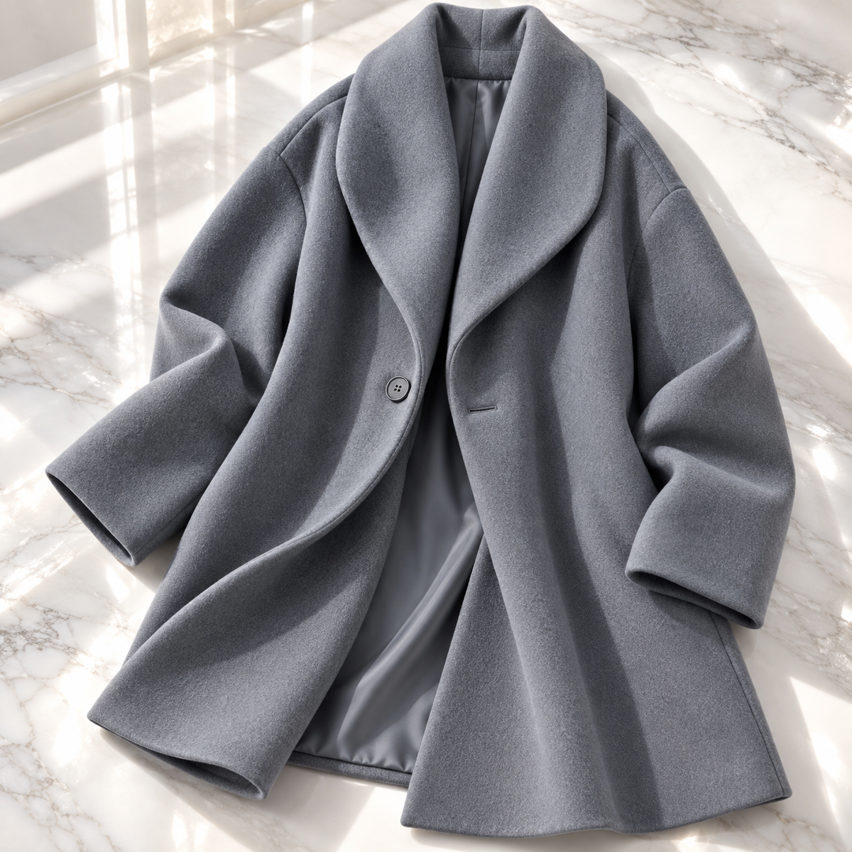 Women Shawl Collar Swing Coat