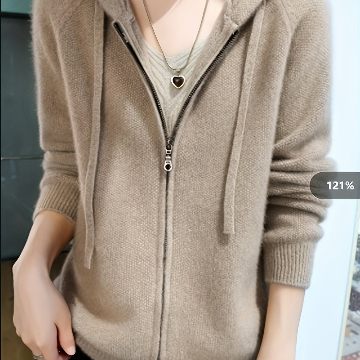 Women Hooded Zip Cardigan