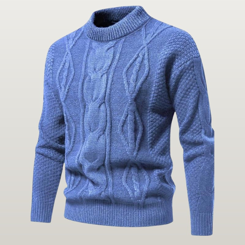 Men Cable Knit Sweater - Blue