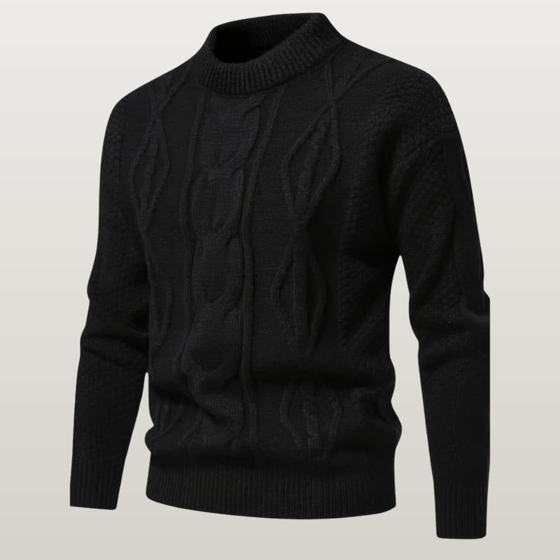 Men Cable Knit Sweater - Black
