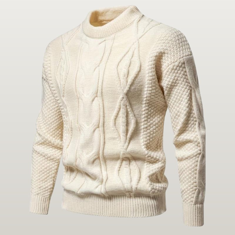 Men Cable Knit Sweater - Beige