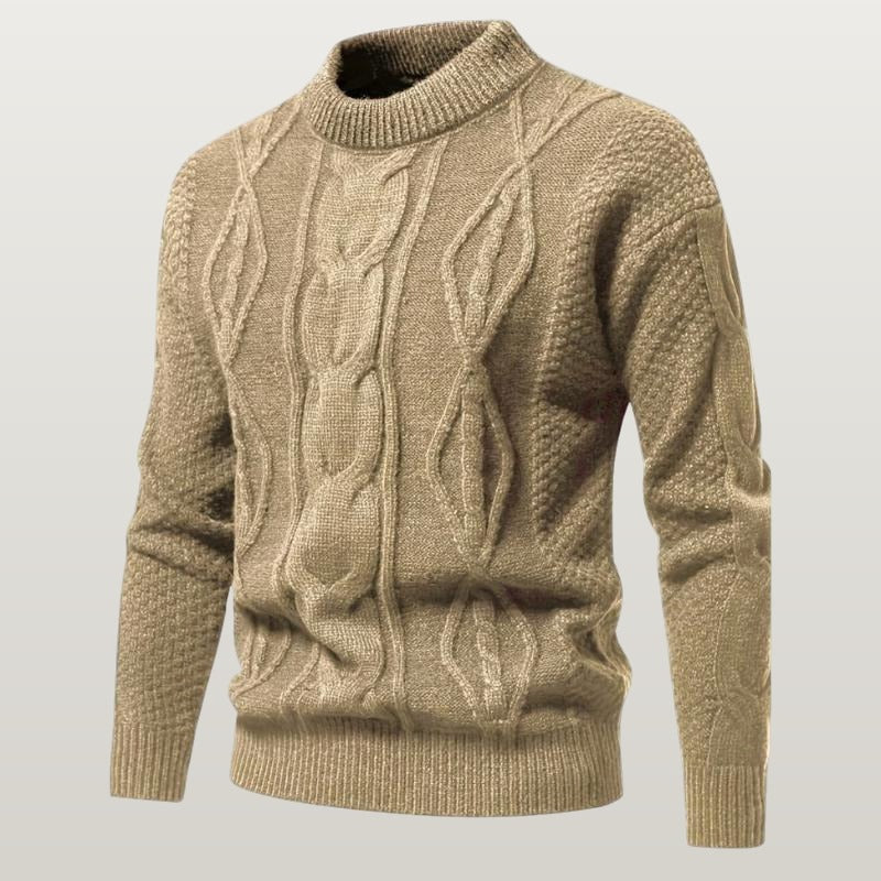 Men Cable Knit Sweater - Khaki