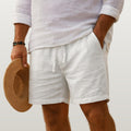 Men Cotton Linen Shorts - White