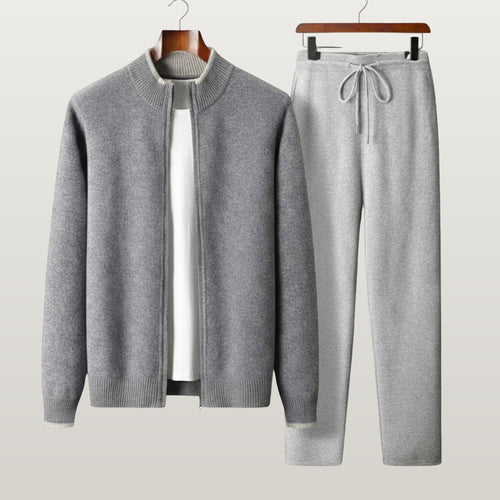 Men 2 Piece Cashmere Tracksuit Set - Gray