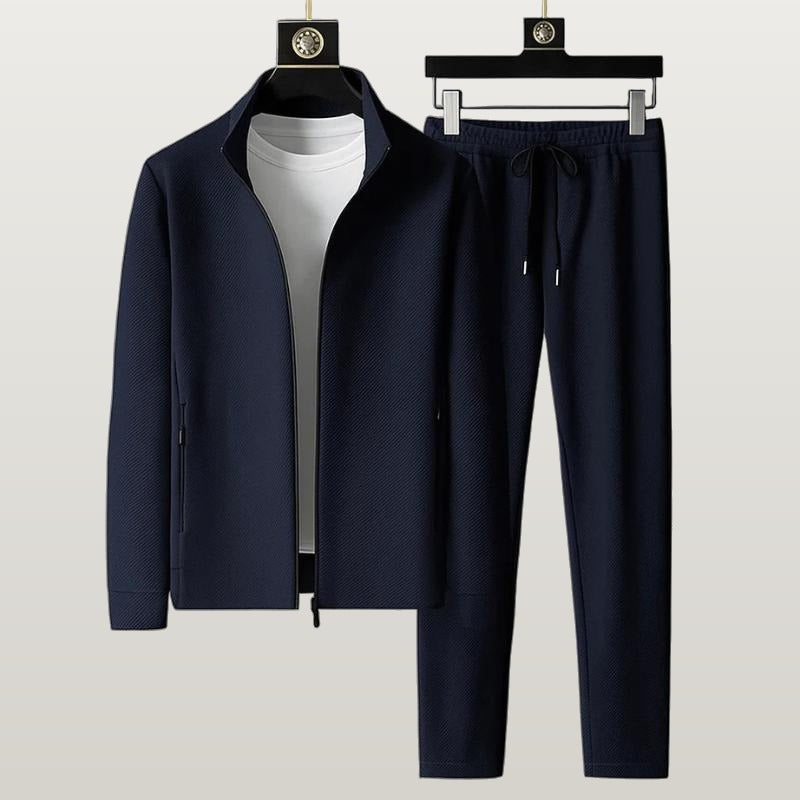 Men 2 Piece Knit Tracksuit Set - Royal Navy