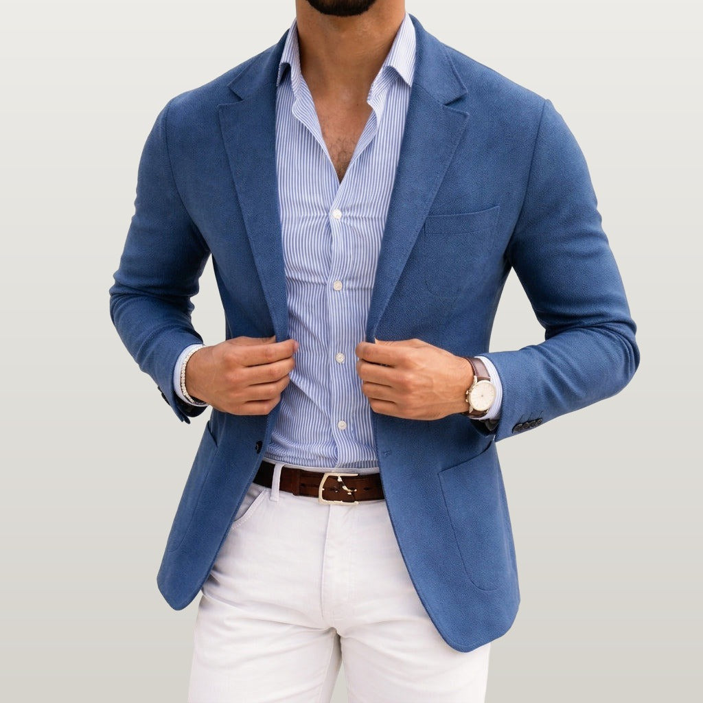 Men Knit Blazer - Blue
