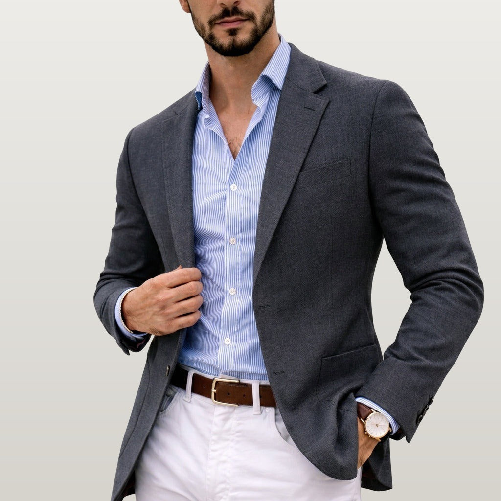 Men Knit Blazer - Gray