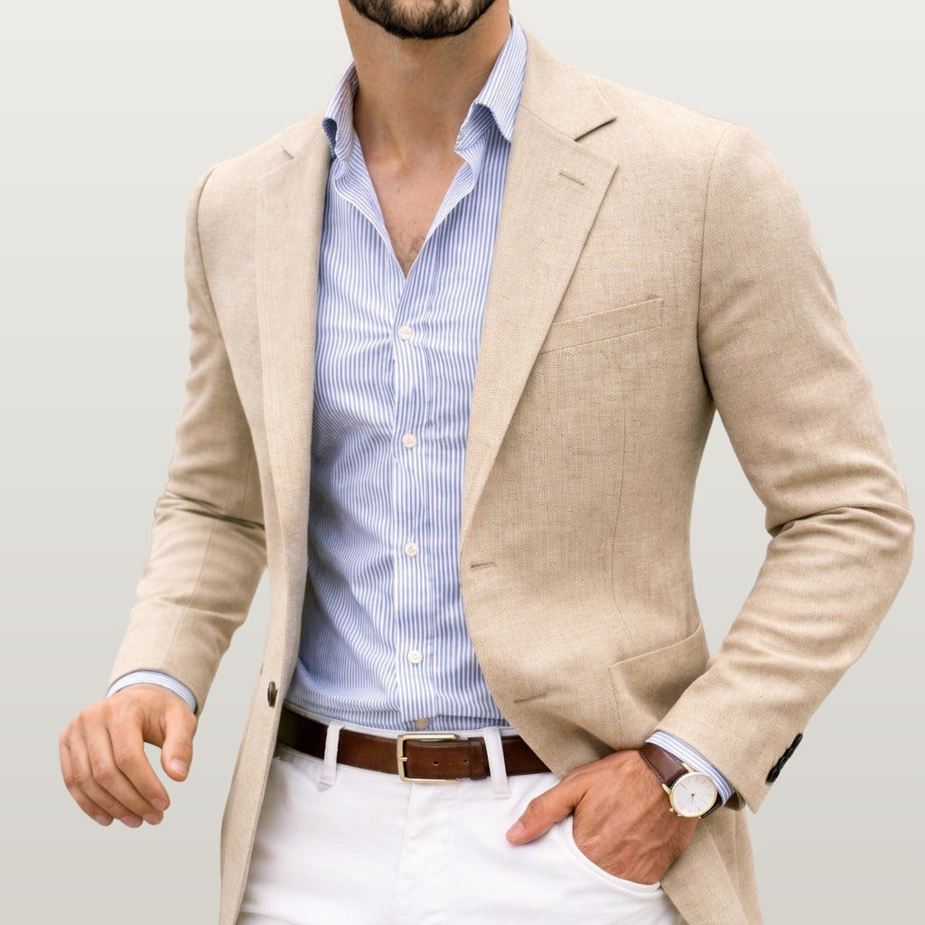 Men Knit Blazer - Beige