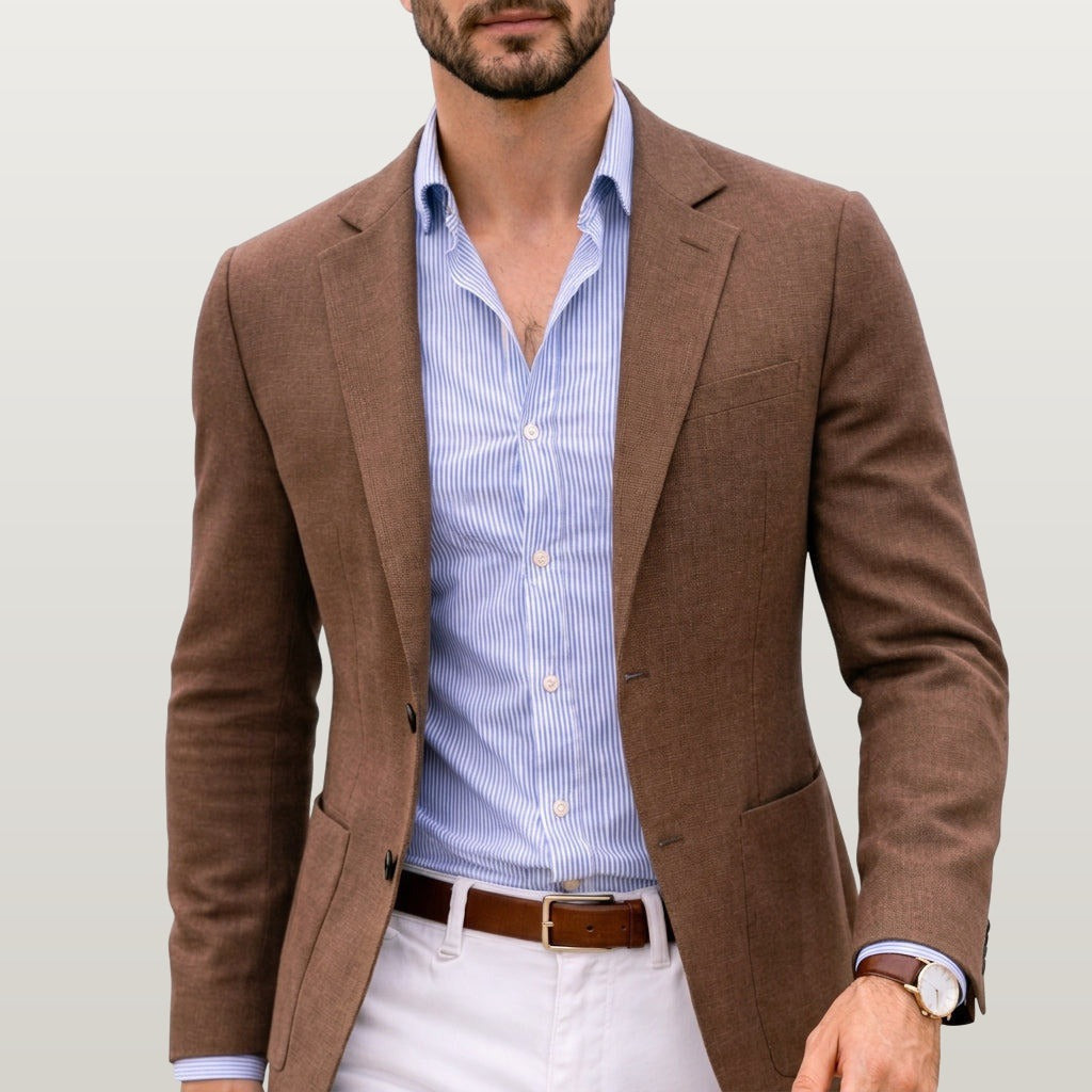 Men Knit Blazer - Brown