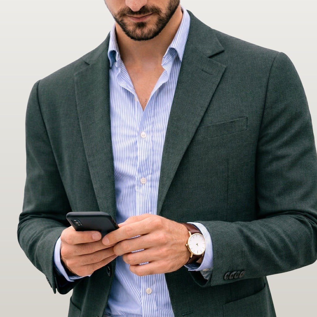 Men Knit Blazer - Green