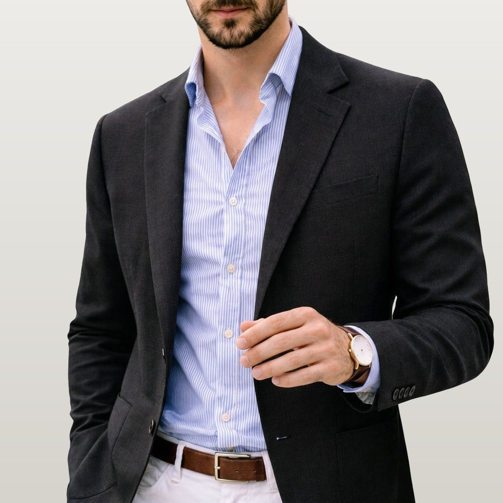 Men Knit Blazer - Black
