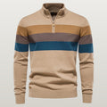 Men Colorblock Quarter Zip Sweater - Khaki