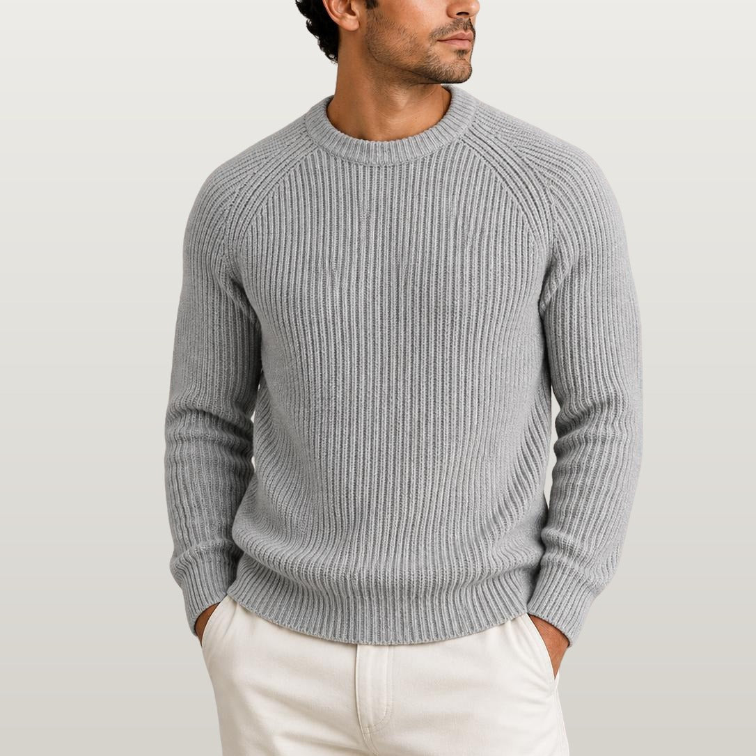 Men Fisherman Rib Sweater - Grey