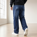 Men High Rise Relaxed Jeans - Large Size Denim Blue