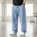 Men High Rise Straight Jeans - Denim Light Blue
