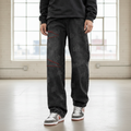 Men Distressed Straight Leg Jeans - Black