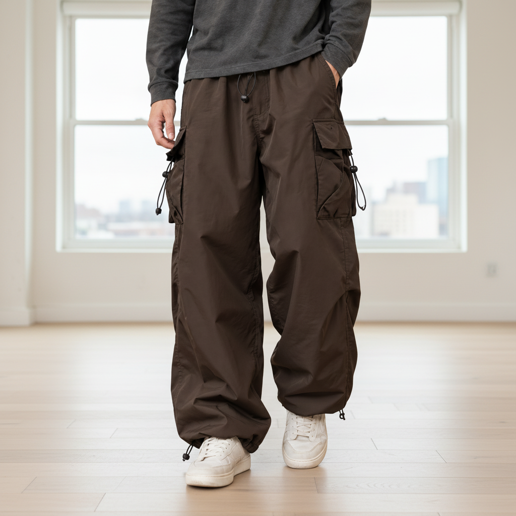 Men Relaxed Cargo Pants - Brown