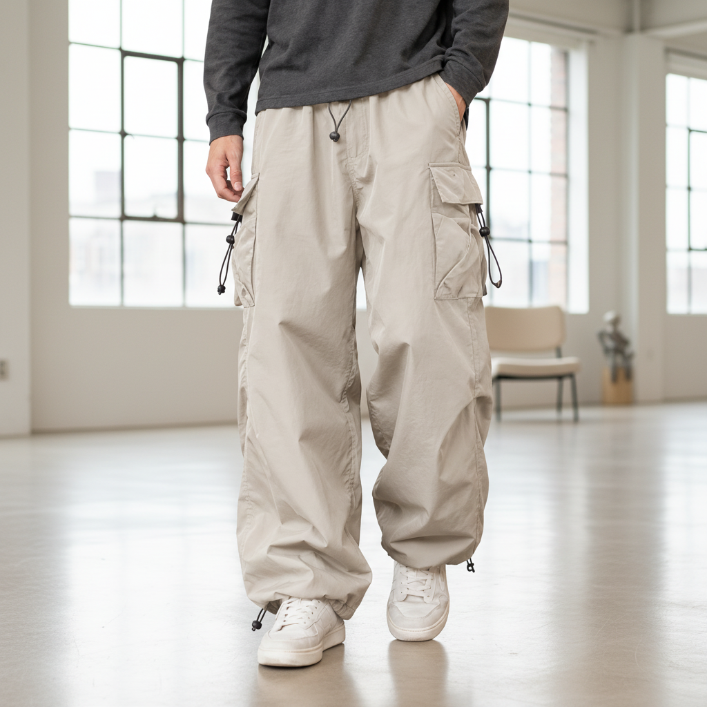 Men Relaxed Cargo Pants - Apricot