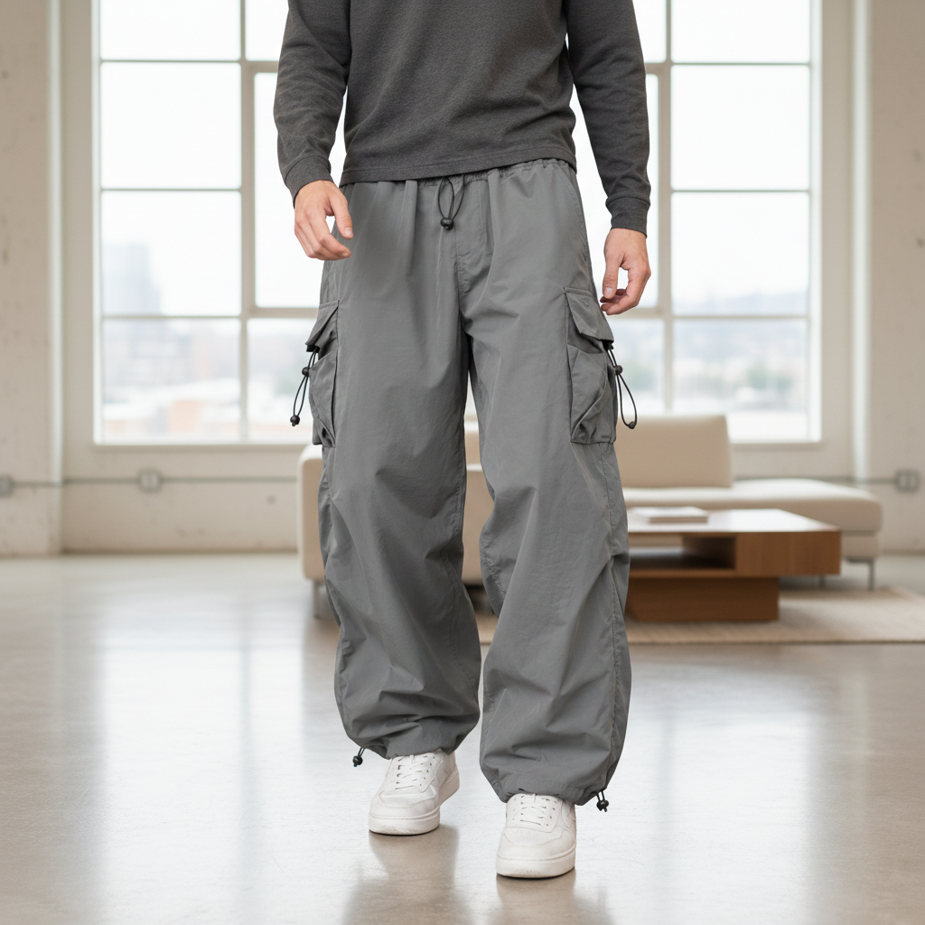 Men Relaxed Cargo Pants - Gray