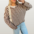 Women Striped Cardigan - Brown