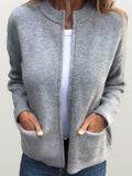 Women Ribbed Zip Cardigan - Gray