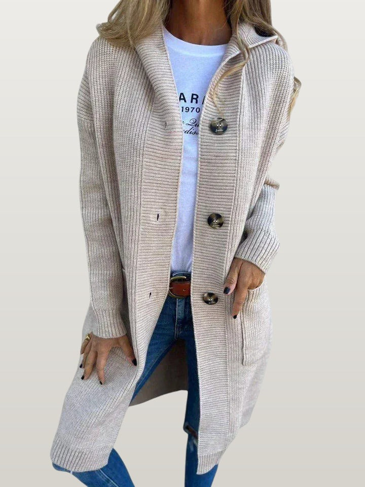 Women Ribbed Duster Cardigan - Beige