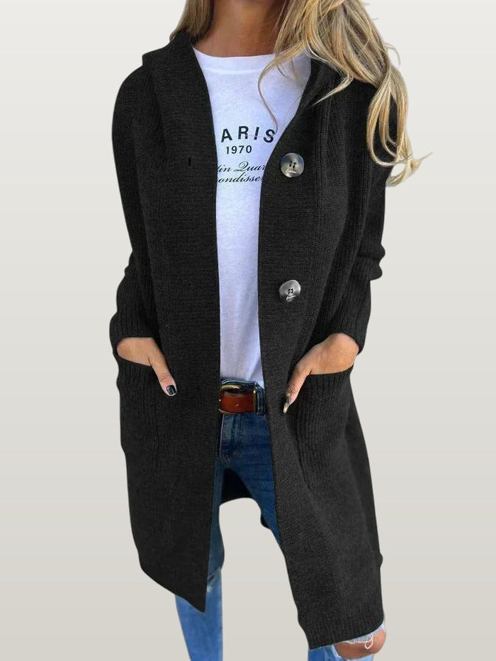 Women Ribbed Duster Cardigan - Black